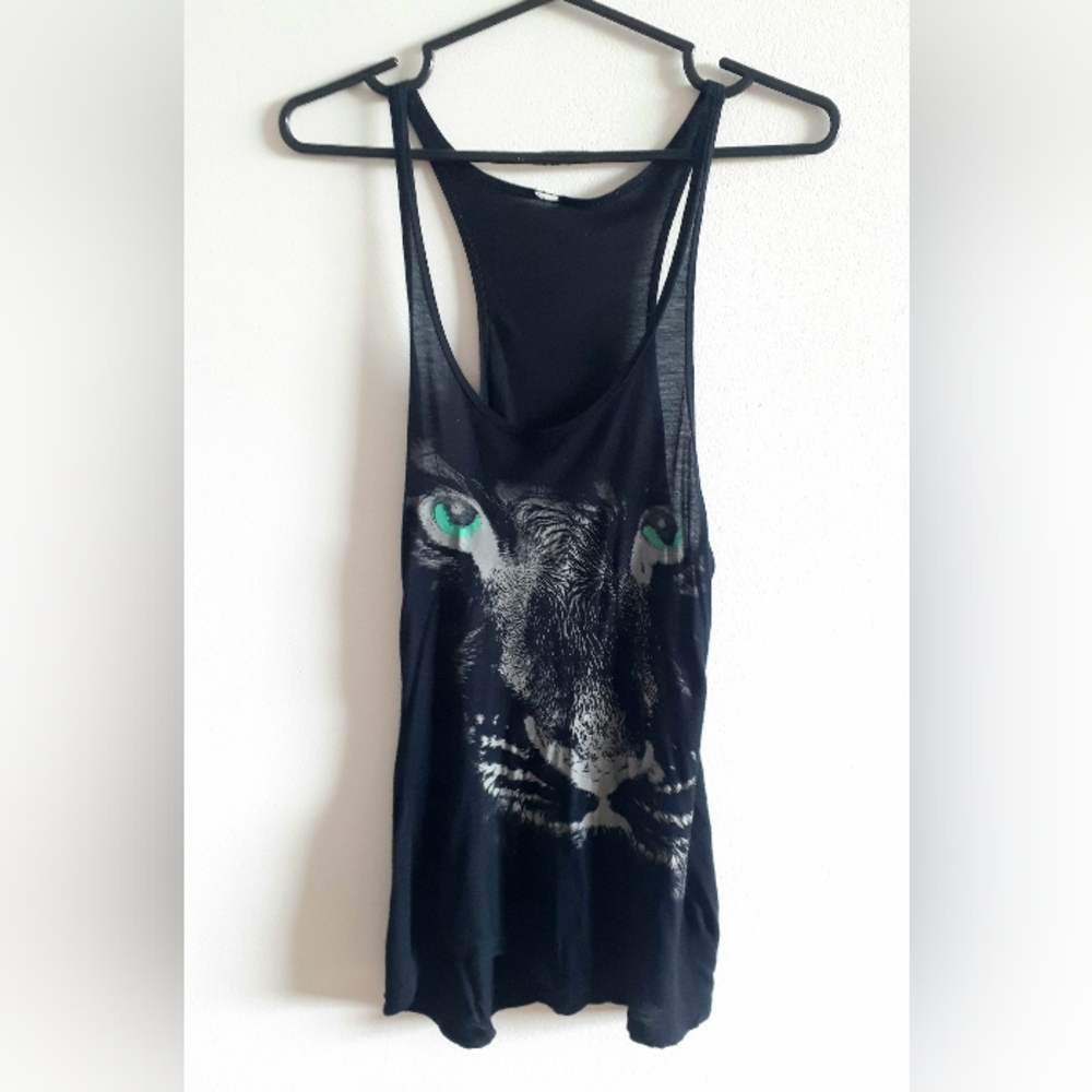 Tiger Print black tank top